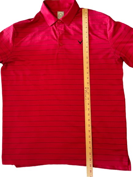 Callaway OptiDri Mens Short Sleeve Polo Shirt SZ Large Red Black Stripe Stretch - Picture 3 of 7